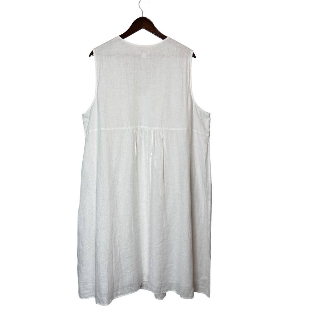 J. Jill Pure Jill Linen Pintucked Midi Dress Resort Wear Lagenlook Coastal 3X - Picture 3 of 4
